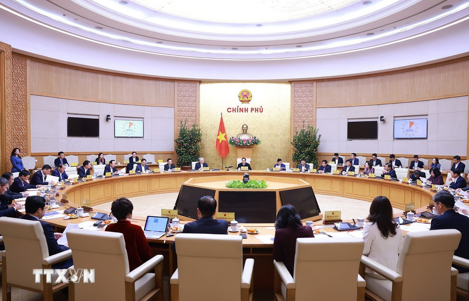Thường trực Chính phủ họp triển khai các nhiệm vụ trọng tâm sau Tết Nguyên đán. (Ảnh: Dương Giang/TTXVN)