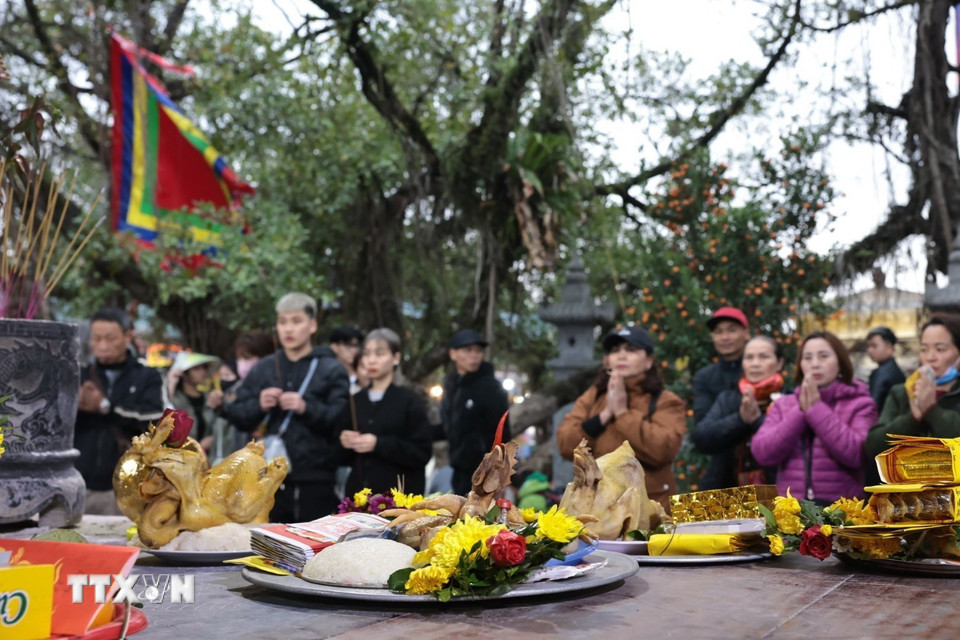 Du khách dâng lễ tại đền Trình. (Ảnh: Trần Việt/TTXVN)