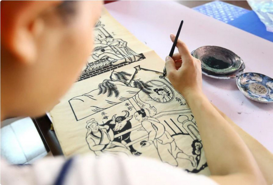 Nghề làm tranh dân gian Đông Hồ được đưa vào Danh mục di sản văn hóa phi vật thể quốc gia từ năm 2012. (Ảnh: TTXVN)