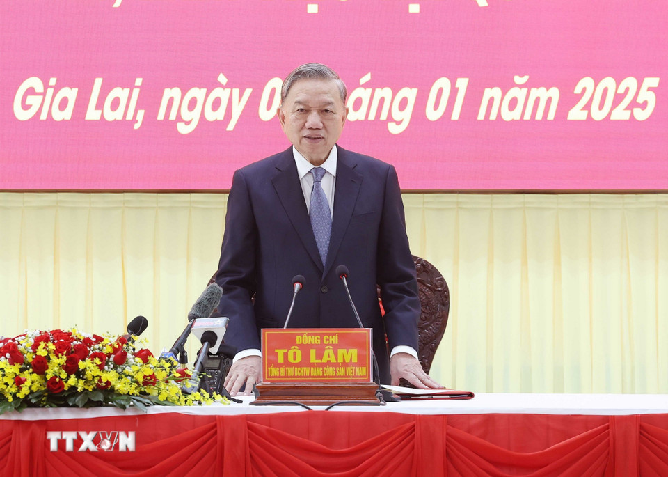 Tổng Bí thư Tô Lâm phát biểu. (Ảnh: Thống Nhất/TTXVN)