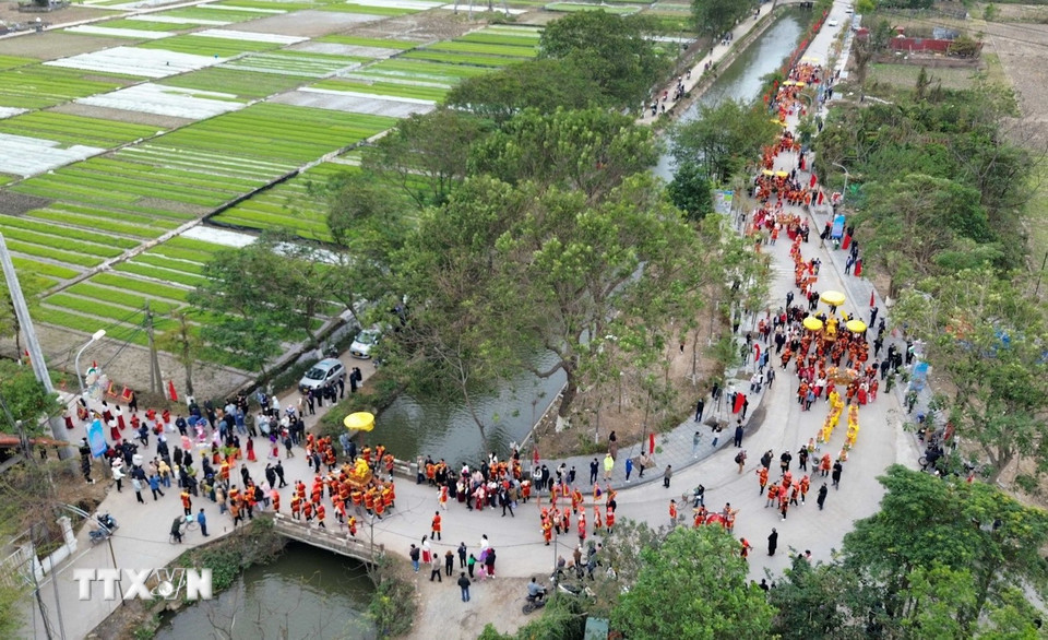 Toàn cảnh lễ "rước Vua” đền Sái. (Ảnh: Trần Việt/TTXVN)