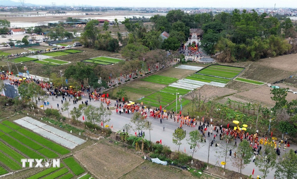 Toàn cảnh lễ "rước Vua” đền Sái. (Ảnh: Trần Việt/TTXVN)