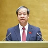Bộ trưởng Bộ Giáo dục và Đào tạo Nguyễn Kim Sơn trình bày tờ trình. (Ảnh: Doãn Tấn/TTXVN)