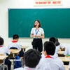 Giờ học của cô và trò Trường Trung học cơ sở Linh Đàm, Hà Nội. (Ảnh: Hoài Nam/Vietnam+)