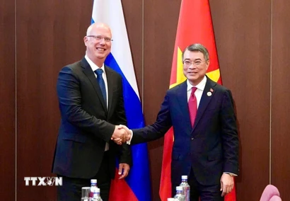 Thủ tướng Chính phủ Lê Minh Hưng tiếp Tổng Giám đốc Quỹ Đầu tư trực tiếp Nga Kiril Dmitriev. (Ảnh: TTXVN)