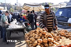 Người dân tại một khu chợ ở Damascus (Syria). (Ảnh: THX/TTXVN)