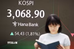 Bảng chỉ số chứng khoán tại Seoul (Hàn Quốc). (Ảnh: Yonhap/TTXVN)