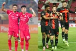 Hai đội bóng đang dẫn đầu V-League 2025/26 là Ninh Bình FC (phải) và Công an Hà Nội sẽ có màn đọ sức trên sân Hàng Đẫy.