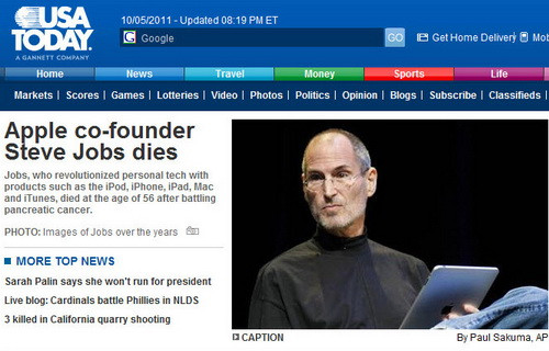 Những tờ báo lớn nói về sự ra đi của Steve Jobs ảnh 3
