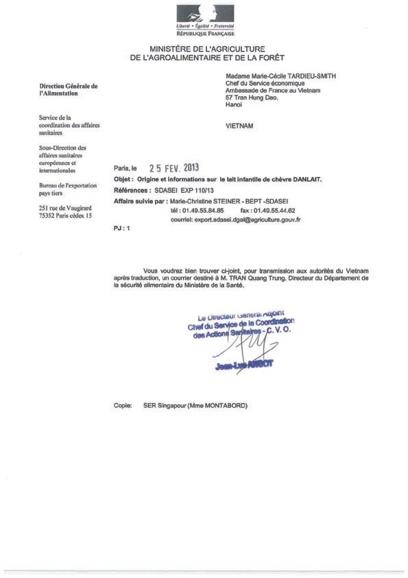 Cơ quan Y tế Pháp phản hồi về vụ sữa dê Danlait ảnh 1