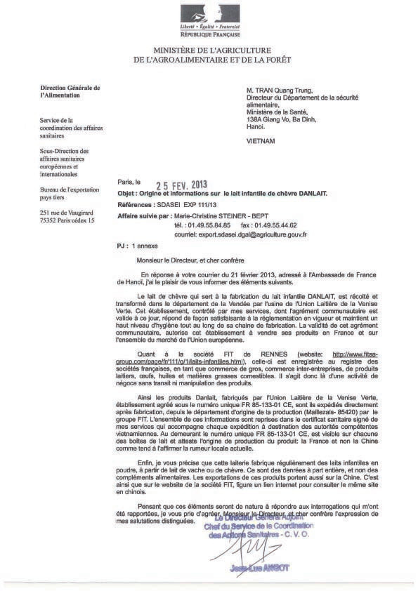 Cơ quan Y tế Pháp phản hồi về vụ sữa dê Danlait ảnh 2