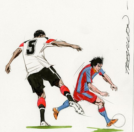 Cuộc chiến Messi – Manchester Utd qua tranh vẽ ảnh 1 Cuộc chiến Messi – Manchester Utd qua tranh vẽ ảnh 1