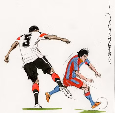 Cuộc chiến Messi – Manchester Utd qua tranh vẽ ảnh 1