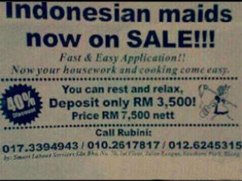 “Rao bán” người giúp việc Indonesia tại Malaysia ảnh 1 “Rao bán” người giúp việc Indonesia tại Malaysia ảnh 1