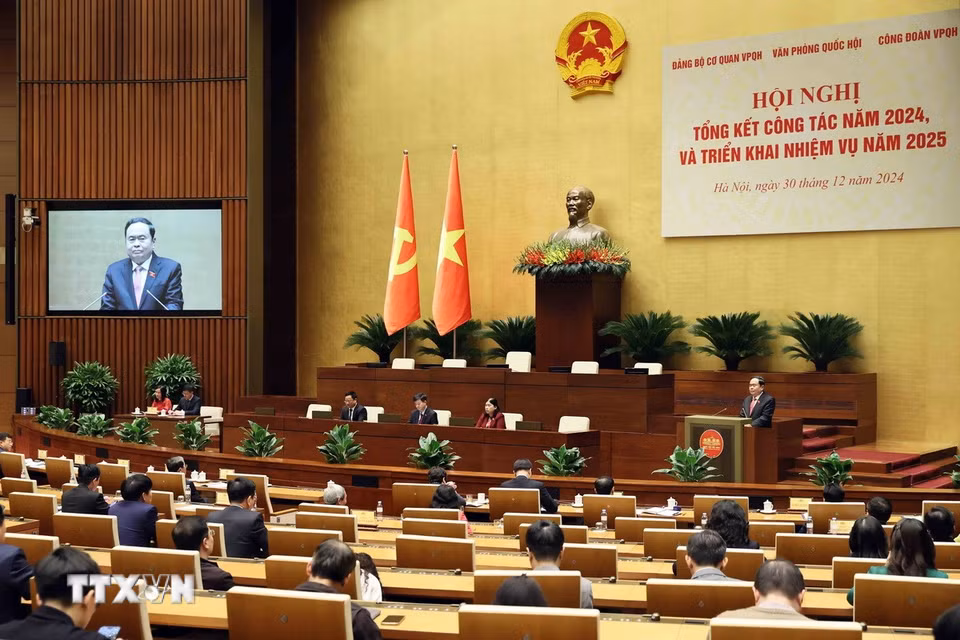 Chủ tịch Quốc hội Trần Thanh Mẫn phát biểu chỉ đạo. (Ảnh: An Đăng/TTXVN)