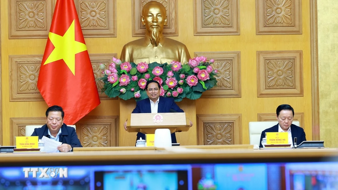 Thủ tướng Phạm Minh Chính chủ trì Phiên họp thứ 4 của Ban Chỉ đạo Trung ương về chính sách nhà ở và thị trường bất động sản. (Ảnh: Dương Giang/TTXVN)