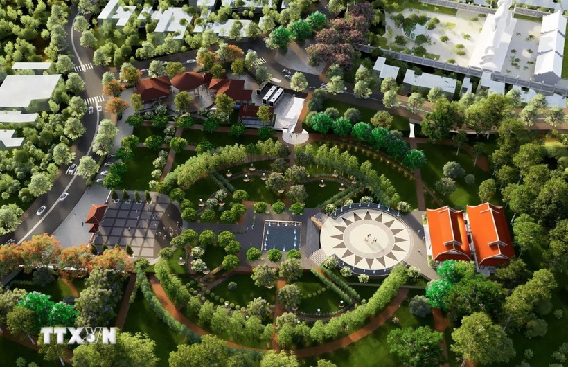 Phối cảnh dự án Khu lưu niệm Cụ Phó bảng Nguyễn Sinh Sắc. (Ảnh: TTXVN phát)