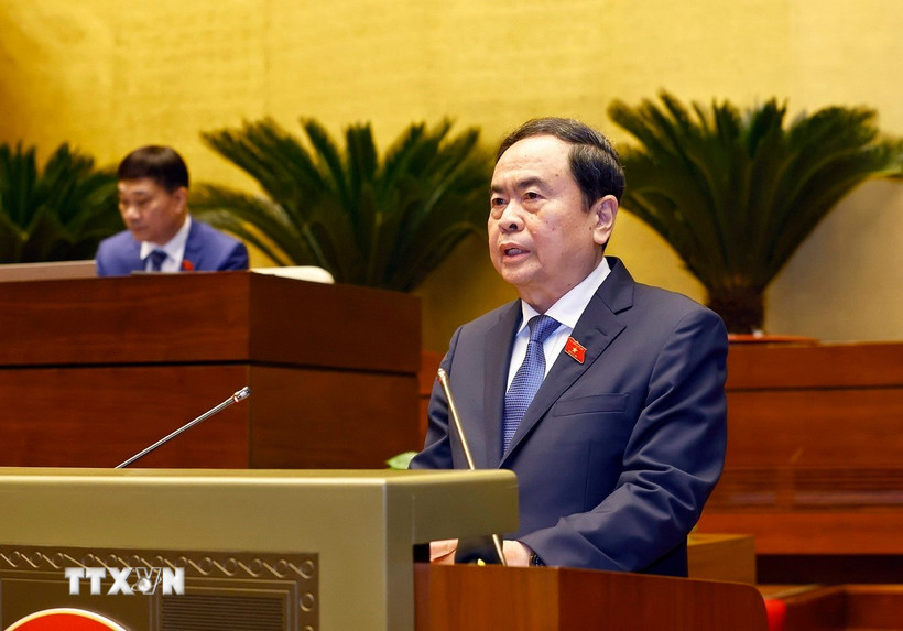 Chủ tịch Quốc hội Trần Thanh Mẫn phát biểu bế mạc Kỳ họp. (Ảnh: Doãn Tấn/TTXVN)