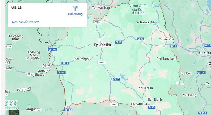 Bản đồ địa giới hành chính tỉnh Gia Lai. (Nguồn: Cổng Thông tin Điện tử tỉnh Gia Lai)