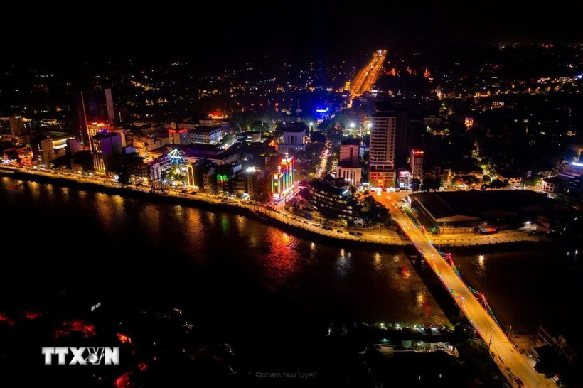 Một góc phố của phường Thục Phán, tỉnh Cao Bằng. (Ảnh: TTXVN phát)