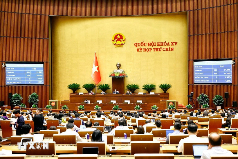 Quốc hội thông qua Luật sửa đổi, bổ sung một số điều của Bộ luật Hình sự. (Ảnh: Doãn Tấn/TTXVN)