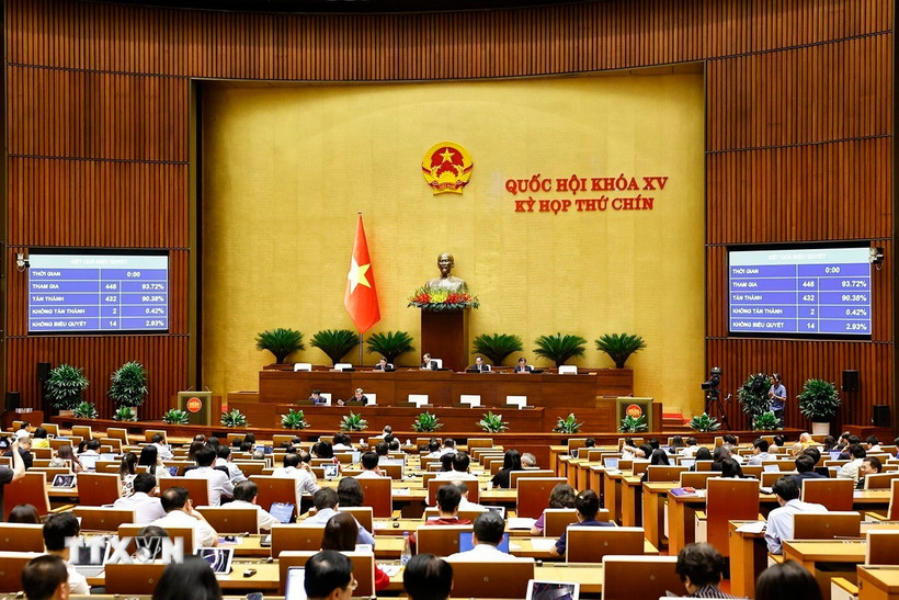 Quốc hội biểu quyết thông qua Luật sửa đổi, bổ sung một số điều của Luật Tiêu chuẩn và quy chuẩn kỹ thuật. (Ảnh: Doãn Tấn/TTXVN)