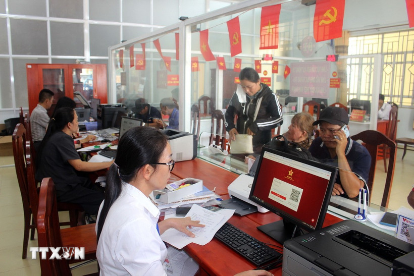 Trung tâm Phục vụ hành chính công xã Sơn Mỹ, tỉnh Lâm Đồng. (Ảnh: Hồng Hiếu/TTXVN)