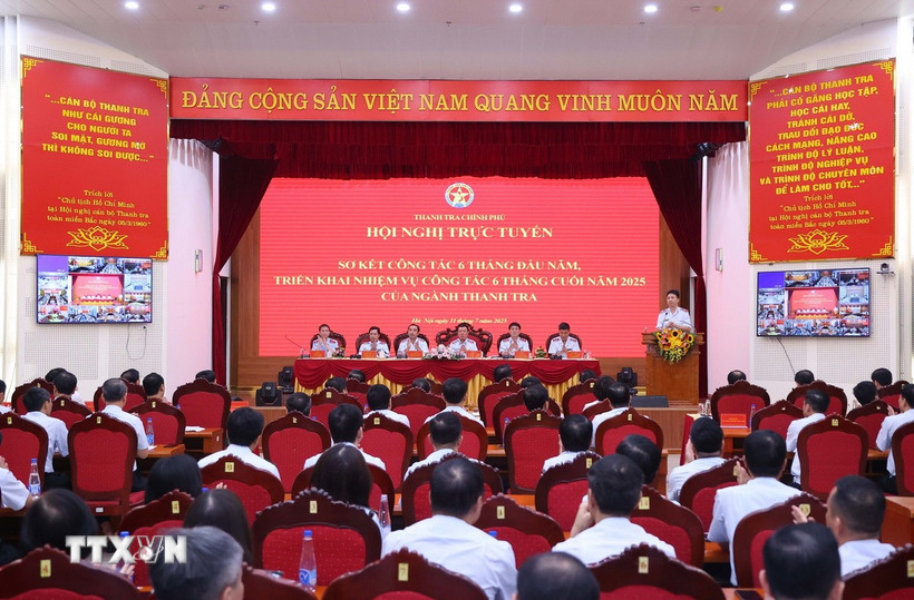 Quang cảnh hội nghị toàn quốc triển khai công tác thanh tra 6 tháng cuối năm 2025. (Ảnh: Văn Điệp/TTXVN)