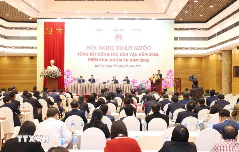 Qunag cảnh Hội nghị toàn quốc triển khai công tác dân vận năm 2025. (Ảnh: Phương Hoa/TTXVN)