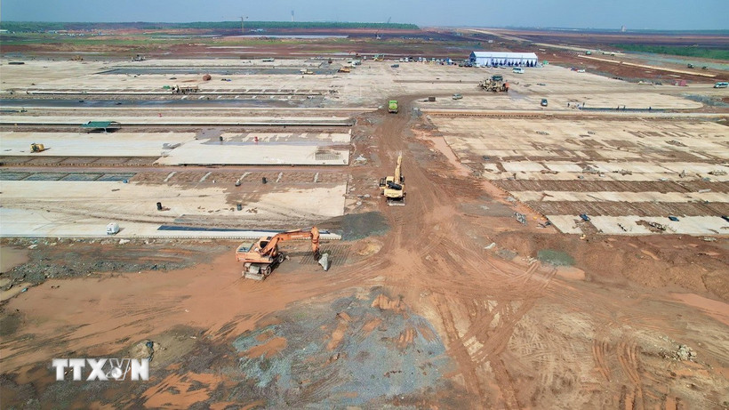 Công trường thi công sân bay Long Thành. (Ảnh: Công Phong/TTXVN)