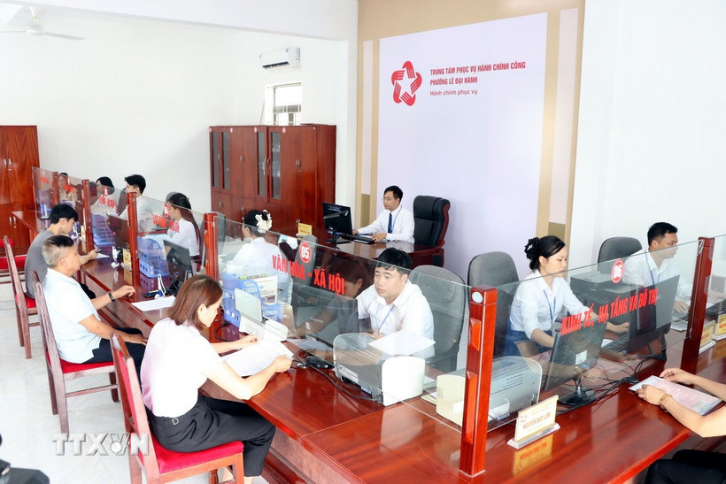 Trung tâm phục vụ hành chính công của phường Lê Đại Hành, thành phố Hải Dương. (Ảnh: Mạnh Tú/TTXVN)