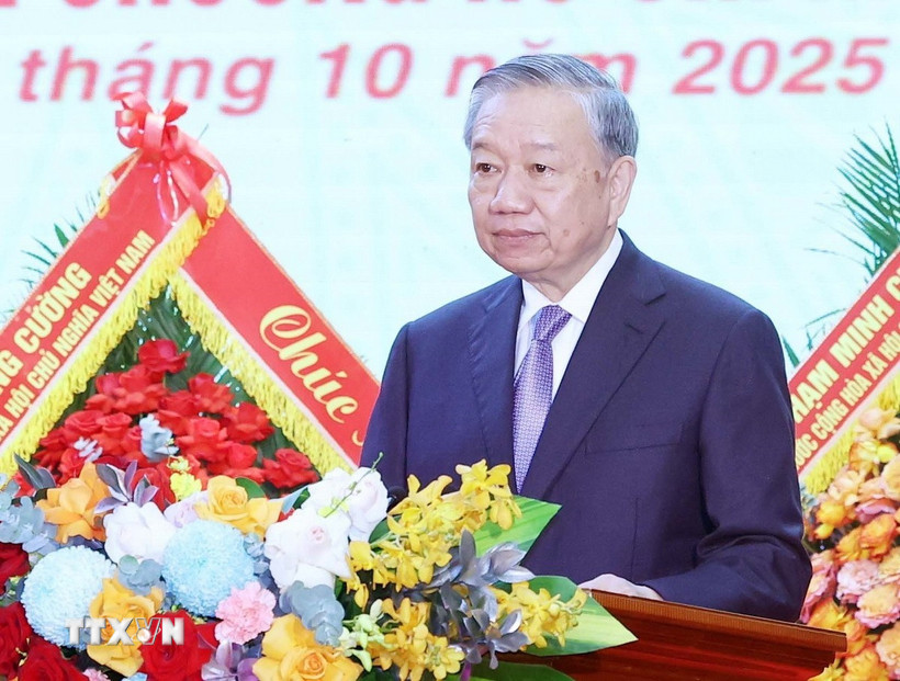 Tổng Bí thư Tô Lâm, Bí thư Quân ủy Trung ương phát biểu. (Ảnh: Thống Nhất/TTXVN)