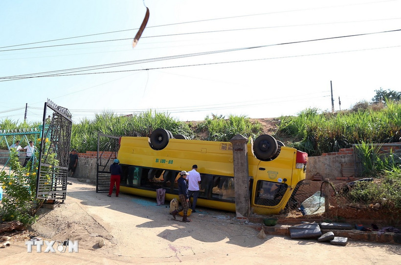 Hiện trường vụ tai nạn. (Ảnh: Quang Thái/TTXVN)