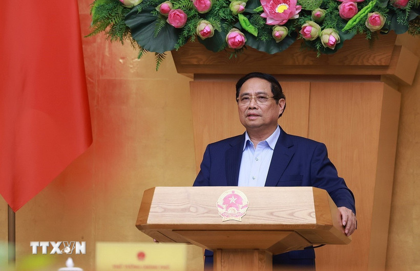 Thủ tướng Phạm Minh Chính kết luận Phiên họp Chính phủ thường kỳ tháng 9 năm 2025. (Ảnh: Dương Giang/TTXVN)