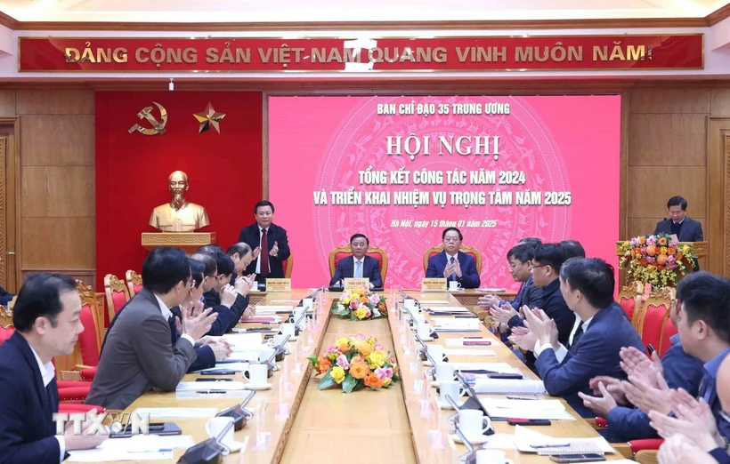 Quang cảnh hội nghị tổng kết công tác năm 2024 và triển khai nhiệm vụ trọng tâm năm 2025 của Ban Chỉ đạo 35 Trung ương. (Ảnh: Phương Hoa/TTXVN)