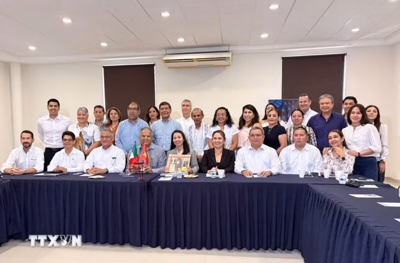Quang cảnh Hội thảo kết nối doanh nghiệp Việt Nam-Veracruz nhằm giới thiệu tiềm năng hợp tác kinh tế, thương mại và đầu tư giữa Việt Nam với bang Veracruz, Mexico. (Ảnh: TTXVN phát)