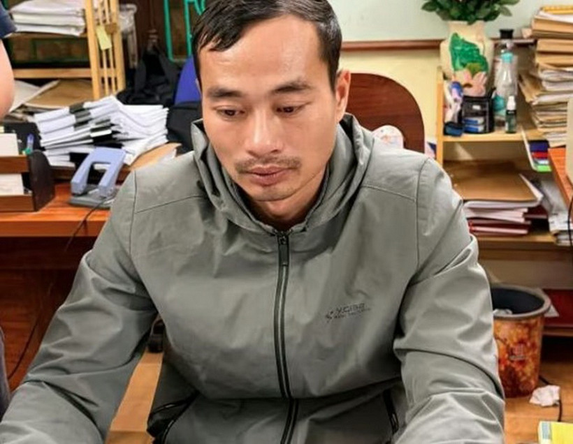 Đối tượng Đoàn Văn Đại tại cơ quan Công an.