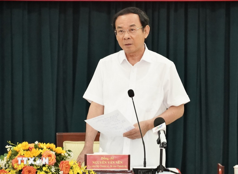 Ông Nguyễn Văn Nên, Ủy viên Bộ Chính trị, Bí thư Thành ủy Thành phố Hồ Chí Minh. (Ảnh: Thu Hương/TTXVN)