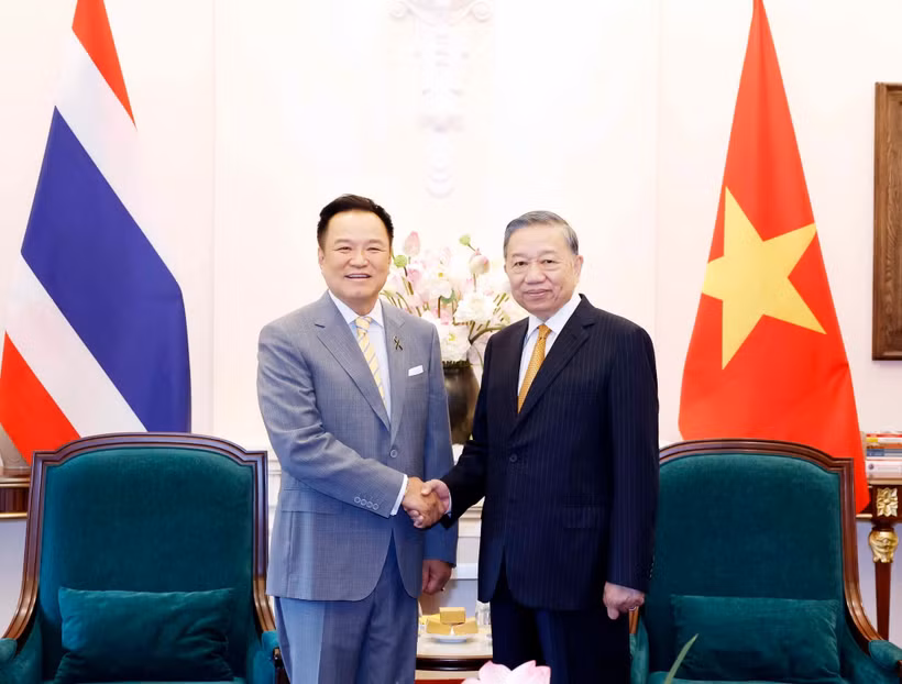 Tổng Bí thư, Chủ tịch nước Tô Lâm tiếp Thủ tướng Thái Lan Anutin Charnvirakul. (Ảnh: Thống Nhất/TTXVN)