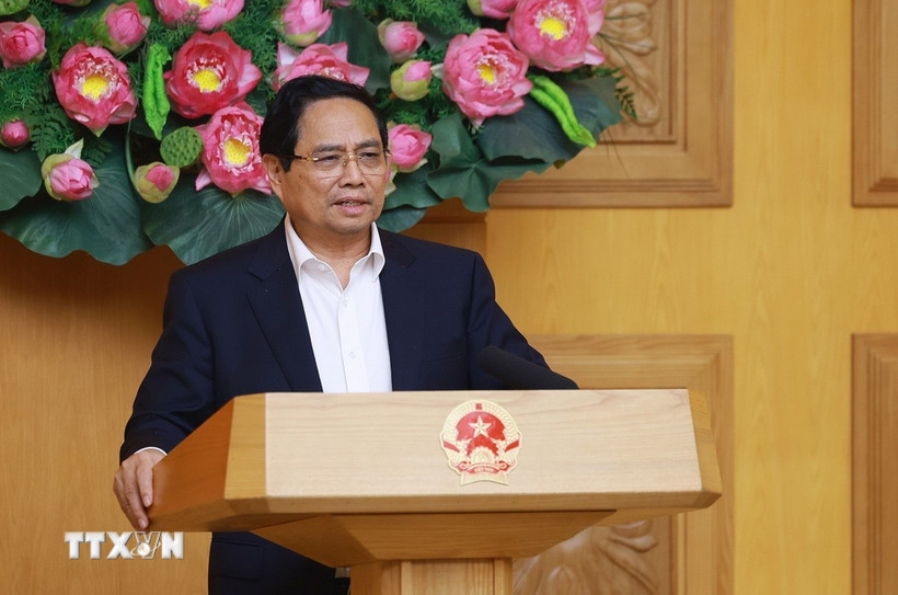 Thủ tướng Phạm Minh Chính kết luận phiên họp thứ 22 của Ban Chỉ đạo Nhà nước các công trình, dự án quan trọng quốc gia, trọng điểm ngành giao thông vận tải. (Ảnh: Dương Giang/TTXVN)