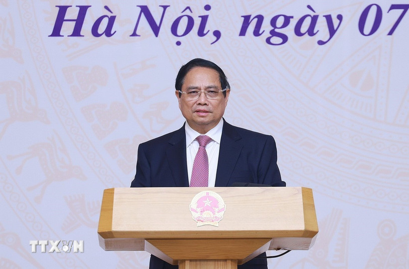 Thủ tướng Phạm Minh Chính khai mạc Hội nghị về thương mại quốc tế. (Ảnh: Dương Giang/TTXVN)