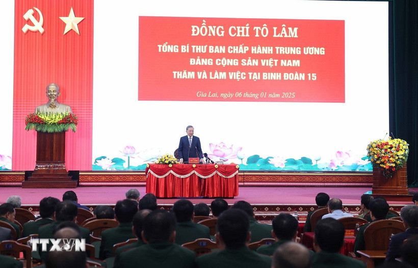 Tổng Bí thư Tô Lâm phát biểu. (Ảnh: Thống Nhất/TTXVN)