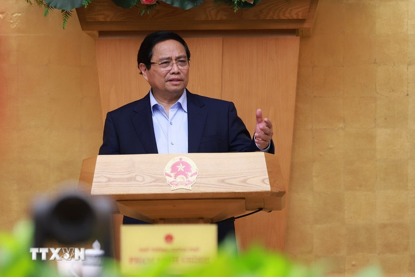 Thủ tướng Phạm Minh Chính chủ trì Phiên họp Chính phủ thường kỳ tháng 8 năm 2025. (Ảnh: Dương Giang/TTXVN)
