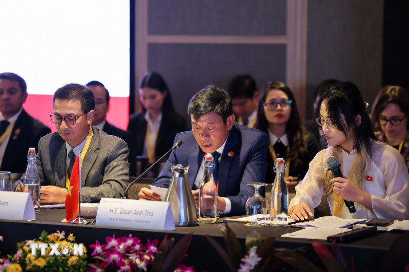 Phó Tổng Kiểm toán nhà nước Việt Nam Doãn Anh Thơ phát biểu tại Đại hội. (Ảnh: TTXVN phát)