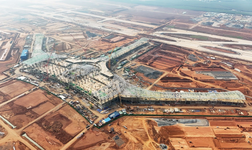 Công trường thi công nhà ga Sân bay Long Thành. (Ảnh: Hồng Đạt/TTXVN)