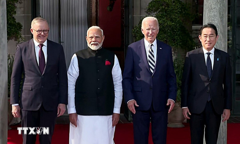 (Từ trái sang) Thủ tướng Australia Anthony Albanese, Thủ tướng Ấn Độ Narendra Modi, Tổng thống Mỹ Joe Biden và Thủ tướng Nhật Bản Fumio Kishida chụp ảnh chung tại hội nghị thượng đỉnh nhóm Bộ tứ (Quad) tại Delaware, Mỹ ngày 21/9/2024. (Ảnh: ANI/TTXVN)