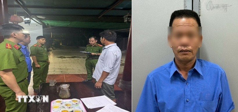 Đại diện Cơ quan điều tra đọc lệnh bắt tạm giam bị can Nguyễn Ngọc Thắng. (Ảnh: TTXVN phát)