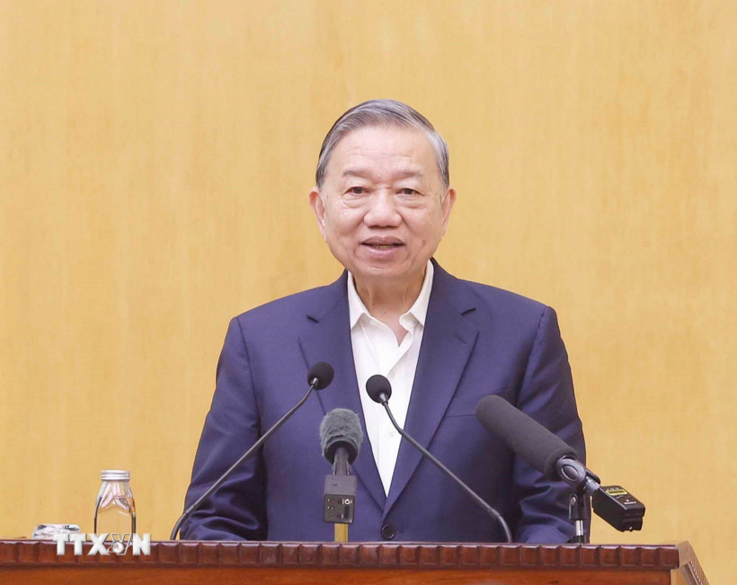 Tổng Bí thư Tô Lâm trình bày chương trình hành động với cử tri. (Ảnh: Thống Nhất/TTXVN)