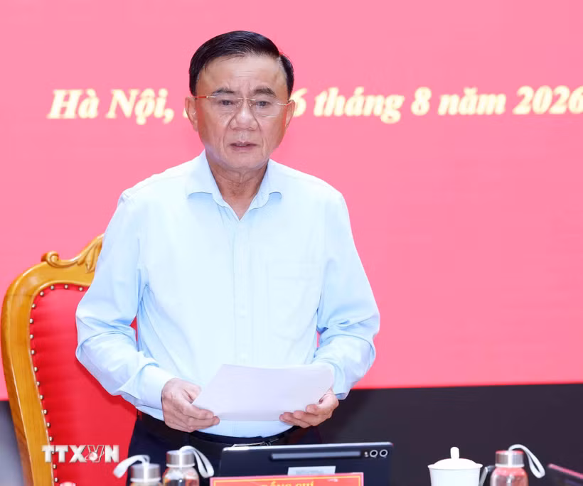 Đồng chí Trần Cẩm Tú, Ủy viên Bộ Chính trị, Thường trực Ban Bí thư, Bí thư Đảng ủy các cơ quan Đảng Trung ương phát biểu kết luận hội nghị. (Ảnh: Phương Hoa/TTXVN)
