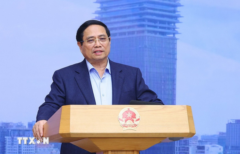 Thủ tướng Phạm Minh Chính chủ trì phiên họp thứ nhất của Ban Chỉ đạo về Trung tâm tài chính quốc tế tại Việt Nam. (Ảnh: Dương Giang/TTXVN)